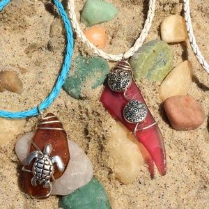 Handmade authentic sea glass anklet